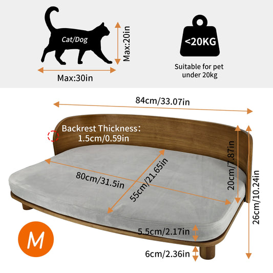 BingoPaw S/M Elevated Cat Bed Wooden Indoor Pet Sofa Chair