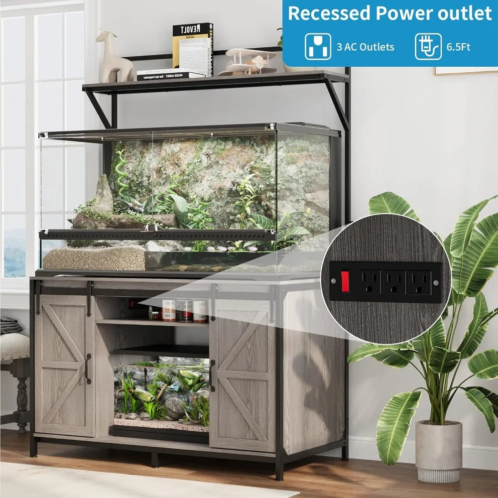 Farmhouse Reptile Tank Stand with Power Outlet for 120 Gallon Bearded Dragon Tank 48 Inch by 24 Inch Heavy Duty Aquari