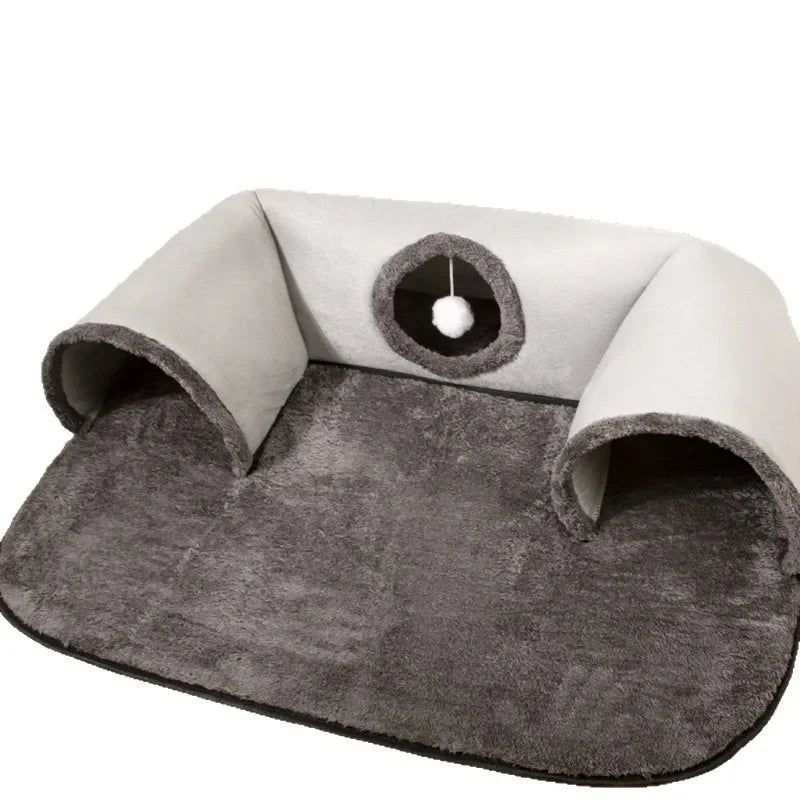 Four Seasons Hide Seek Cat Interactive U Shaped Tunnel Bed Cat Nest