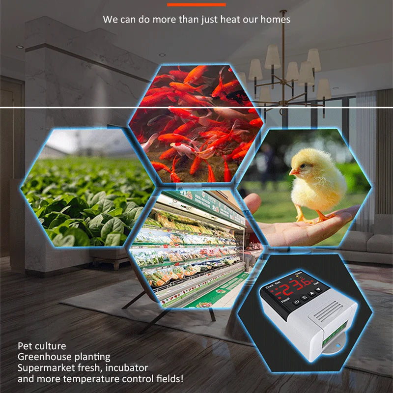 Smart Thermostat AC110~230V WiFi Digit Temperature Controller -40-99℃ Heating Cooling Thermostat forReptile/Incubator/Greenhouse