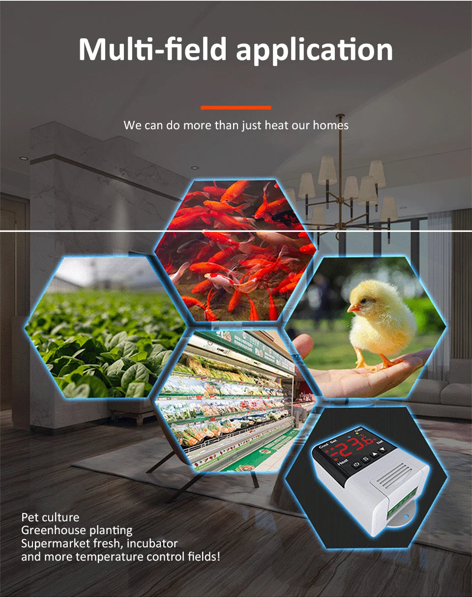 Smart Thermostat AC110~230V WiFi Digit Temperature Controller -40-99℃ Heating Cooling Thermostat forReptile/Incubator/Greenhouse