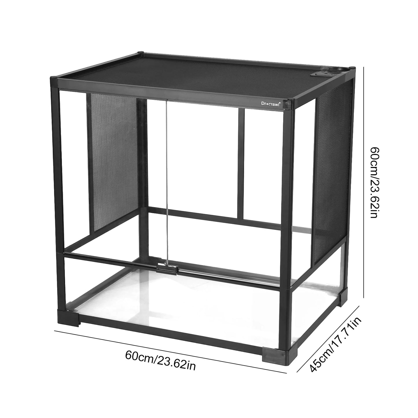 Glass Terrarium Front Reptile Tank With Top Screen Ventilation Escape Proof Lid
