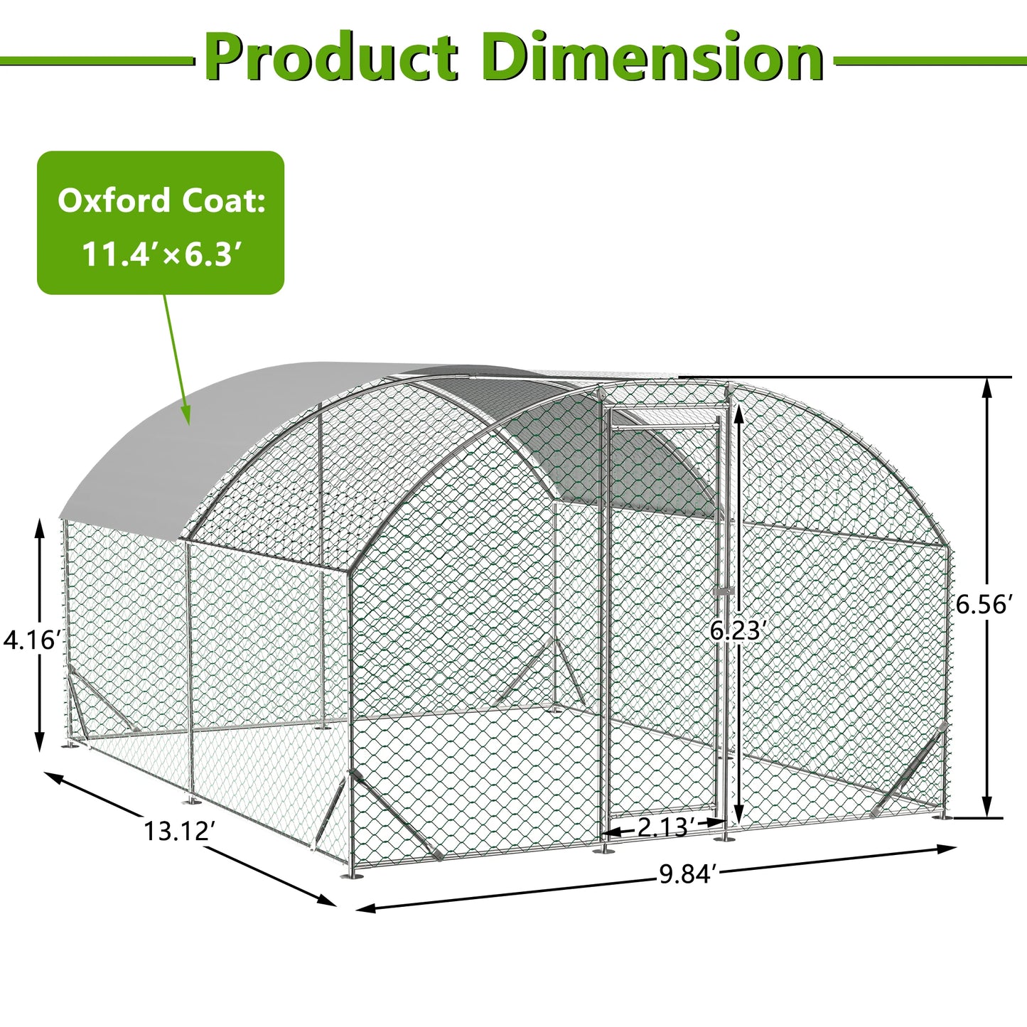 LZBEITEM Large Chicken Coop Metal Run with Waterproof UV Cover Dome Shaped Walk-in Fence Cage Hen House