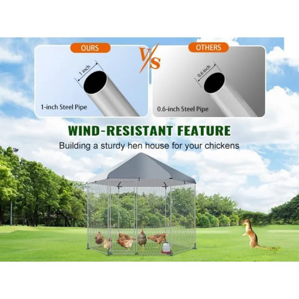 Large Metal Chicken Coop Run Waterproof Cover 9.2Lx4.6Wx8H