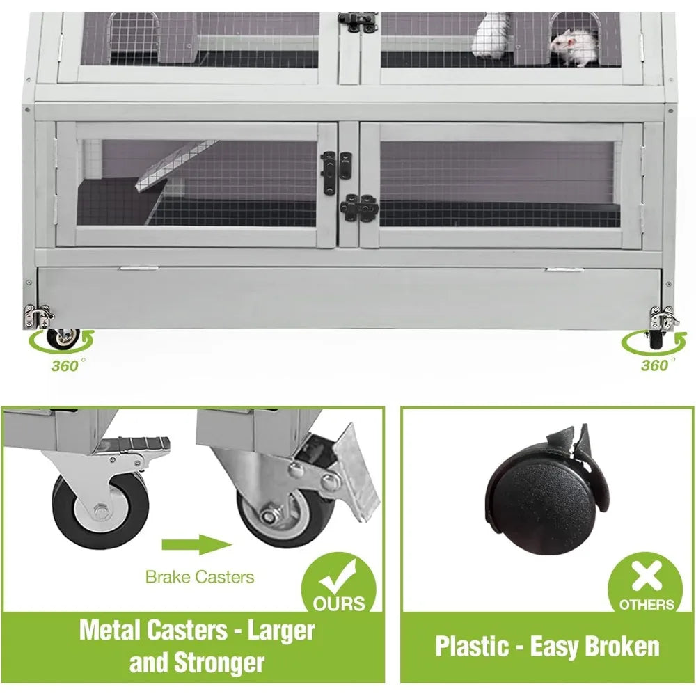 Two Story Guinea Pig Cage Chewing Toy Food Bowl Hideout