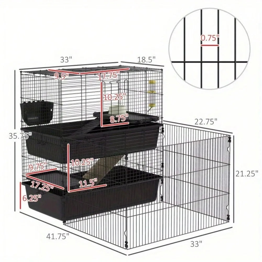Small Animal Cage With Playpen For Guinea Pigs And Rabbits
