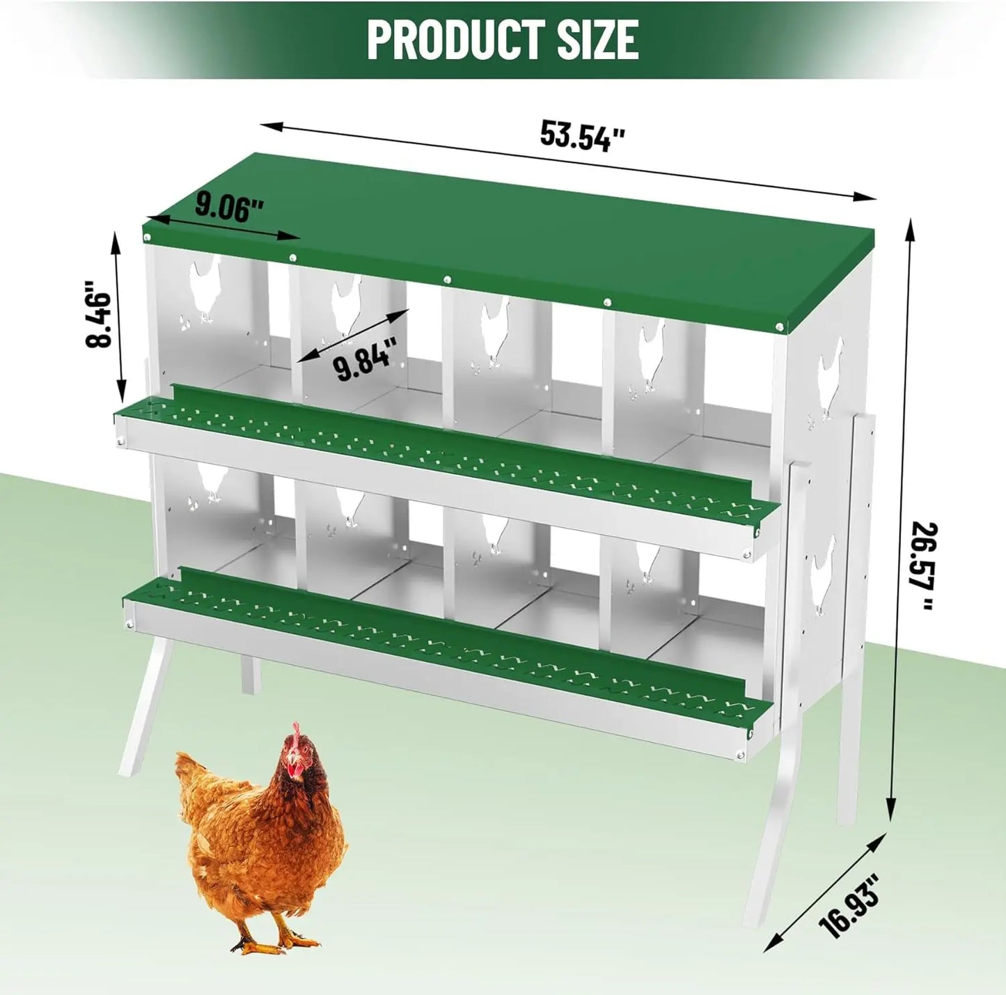 Chicken Nesting Box with Bracket Legs 6/8/10 Compartment for Chicken Coop Hens