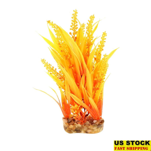 Artificial Aquarium Plant Decoration 48 Inch Orange Non Toxic Plastic Fish Tank Ornament Easy Care Durable