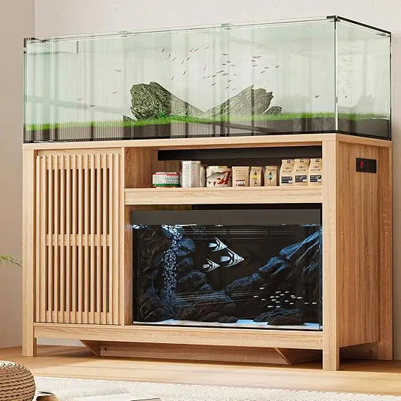 55 to 75 Gallon Fish Tank Stand With Power Outlet and Cabinet