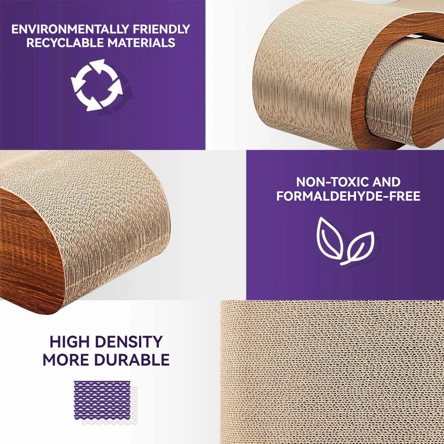 2 In 1 Cat Scratcher Cardboard Lounge Bed Durable Scratching Post Prevents Furniture Damage