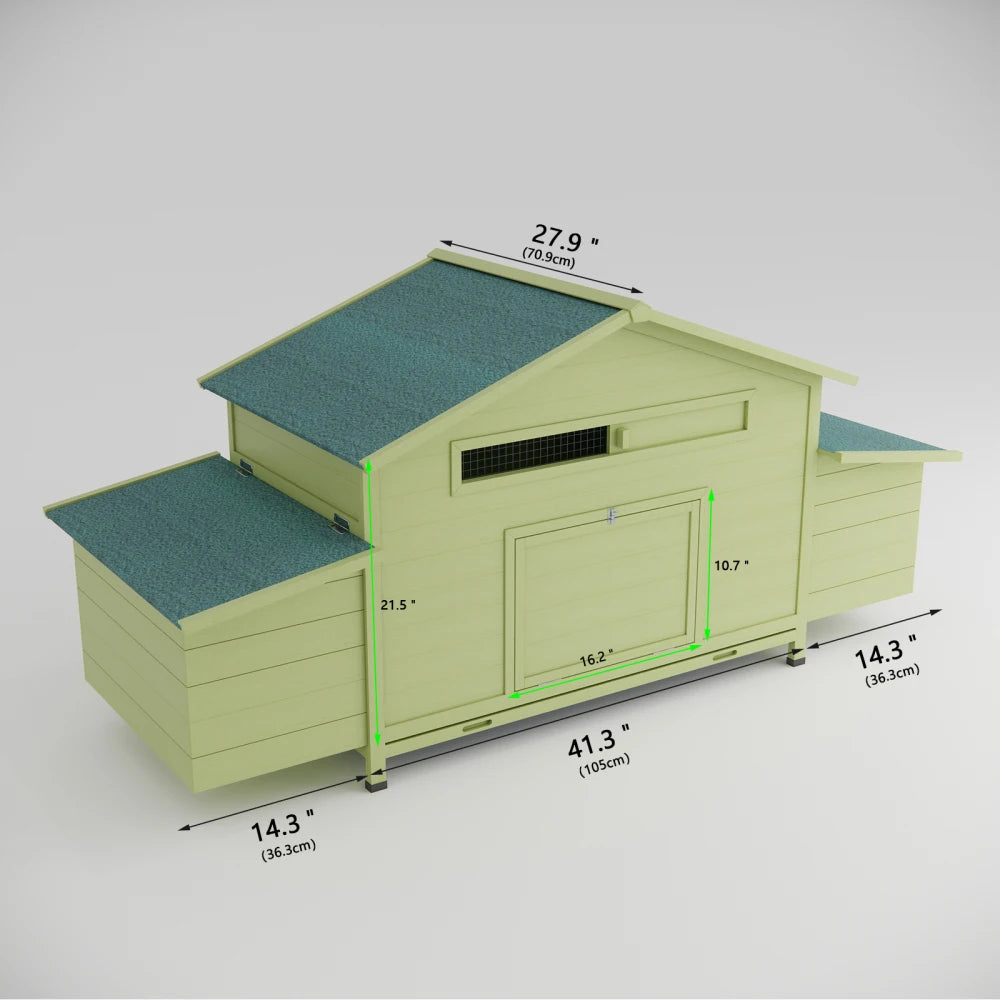 11.12 ft² Large Wooden Chicken Coop Outdoor Hen House with 2 Free-range Doors and Nesting Boxes