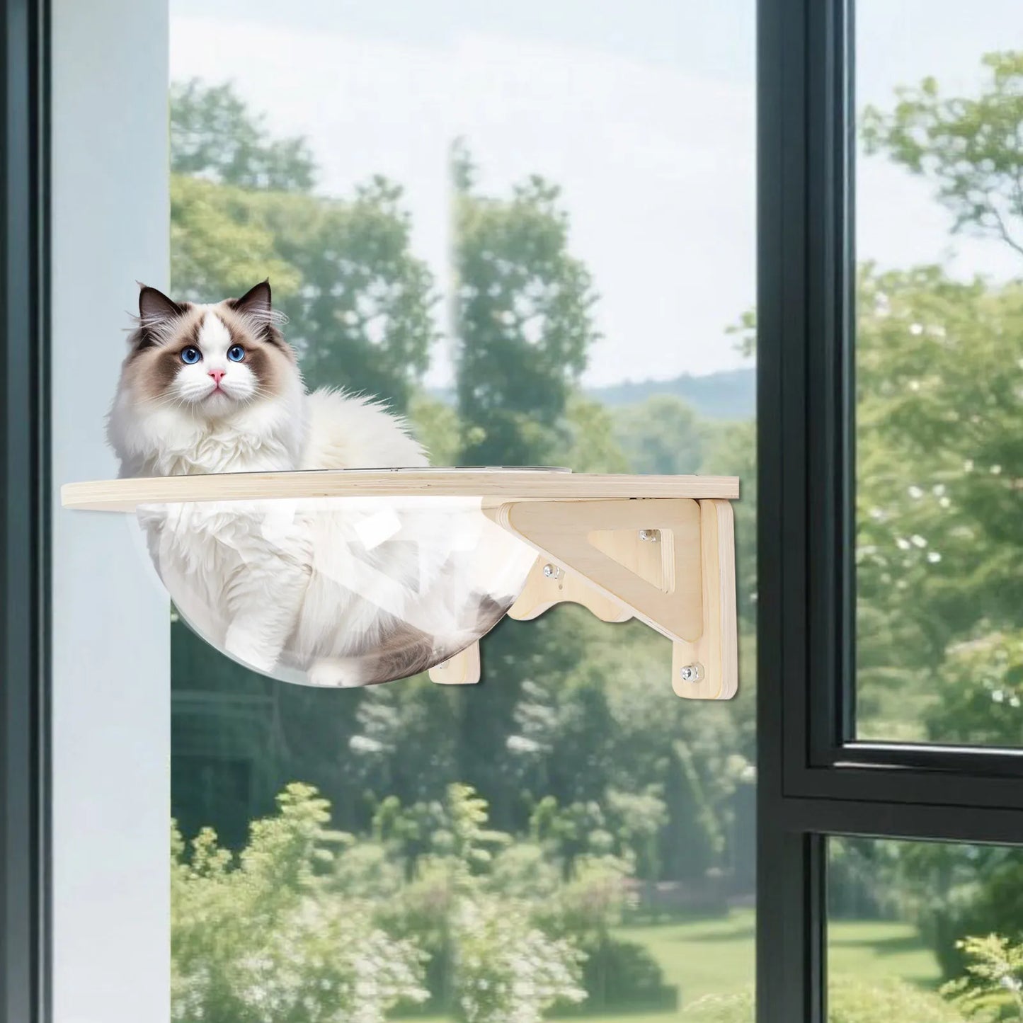 Wall Mounted Cat Bubble Bed Clear Capsule Pod For Indoor Cats