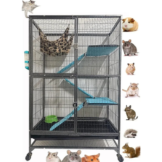 XL Small Animal Cage Two Story Chew Proof Bar Spacing Tray