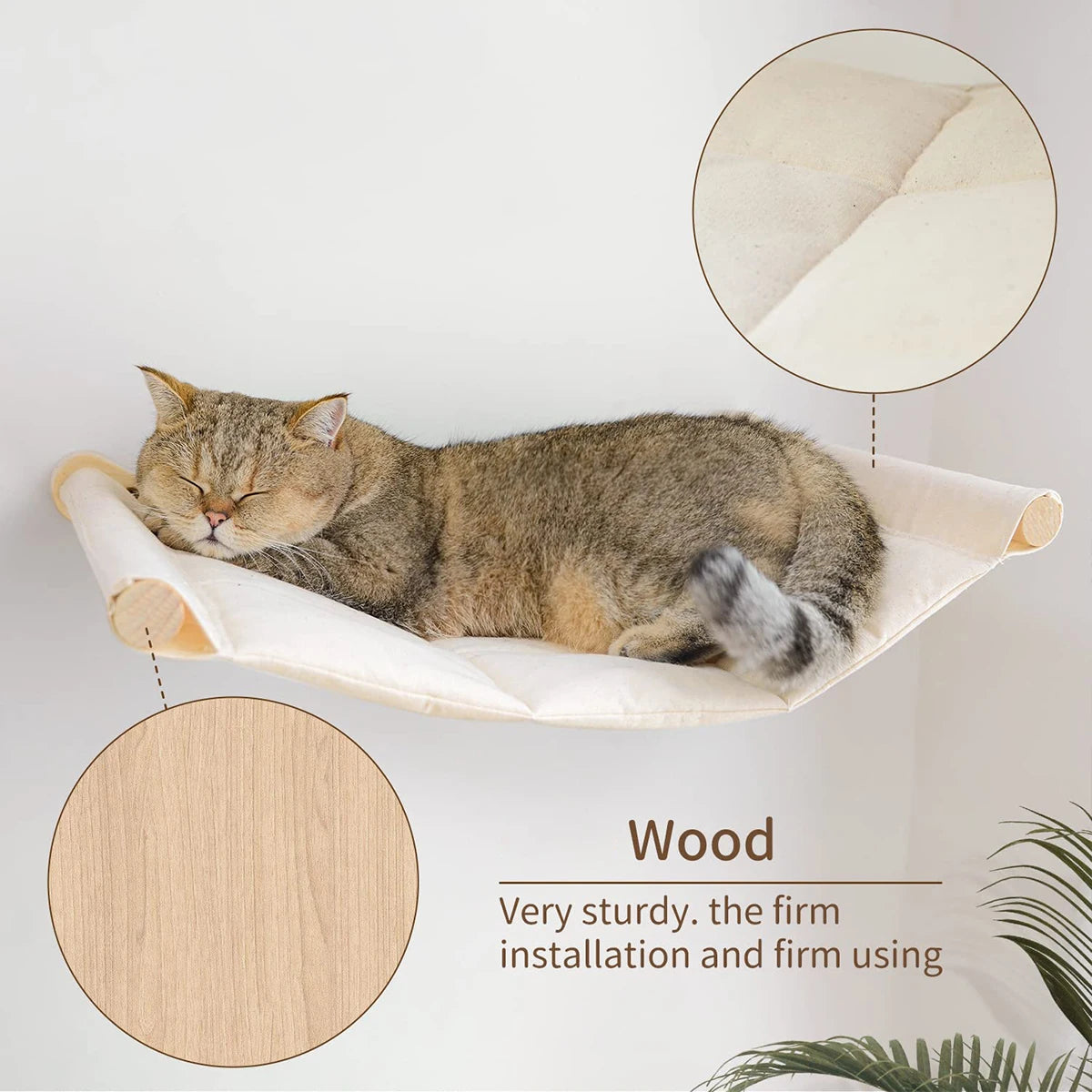 Cat Bed Wall Mounted Hammock For Large Cats Wood And Sisal Rope Shelves Perches Jumping Furniture
