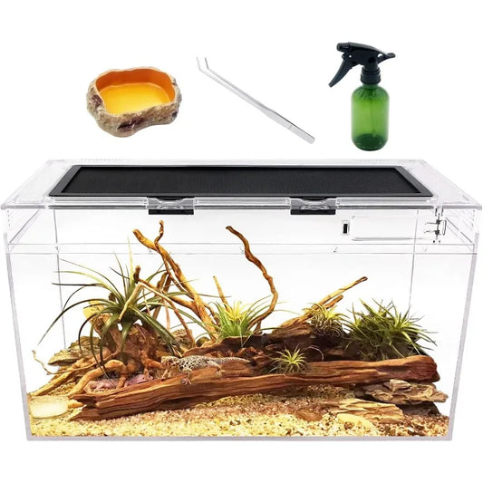 10 Gallon Reptile Tank 20 Inch x 10 Inch x 11 Inch for Insects Fish Tarantulas Hermit Crabs Jumping Spiders Iguanas Tortoises and Leopard Geckos