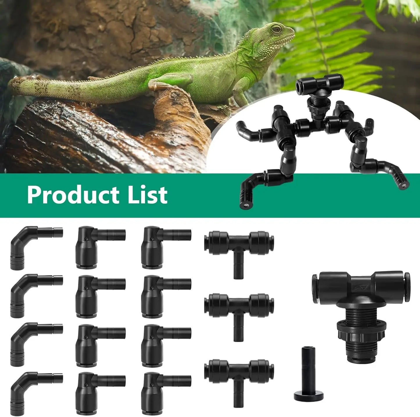 360 Degree Rotating Reptile Fogger Mist Sprinkler Terrarium Nozzle Adjustable Greenhouse Irrigation Pet Cooling System Sprayer