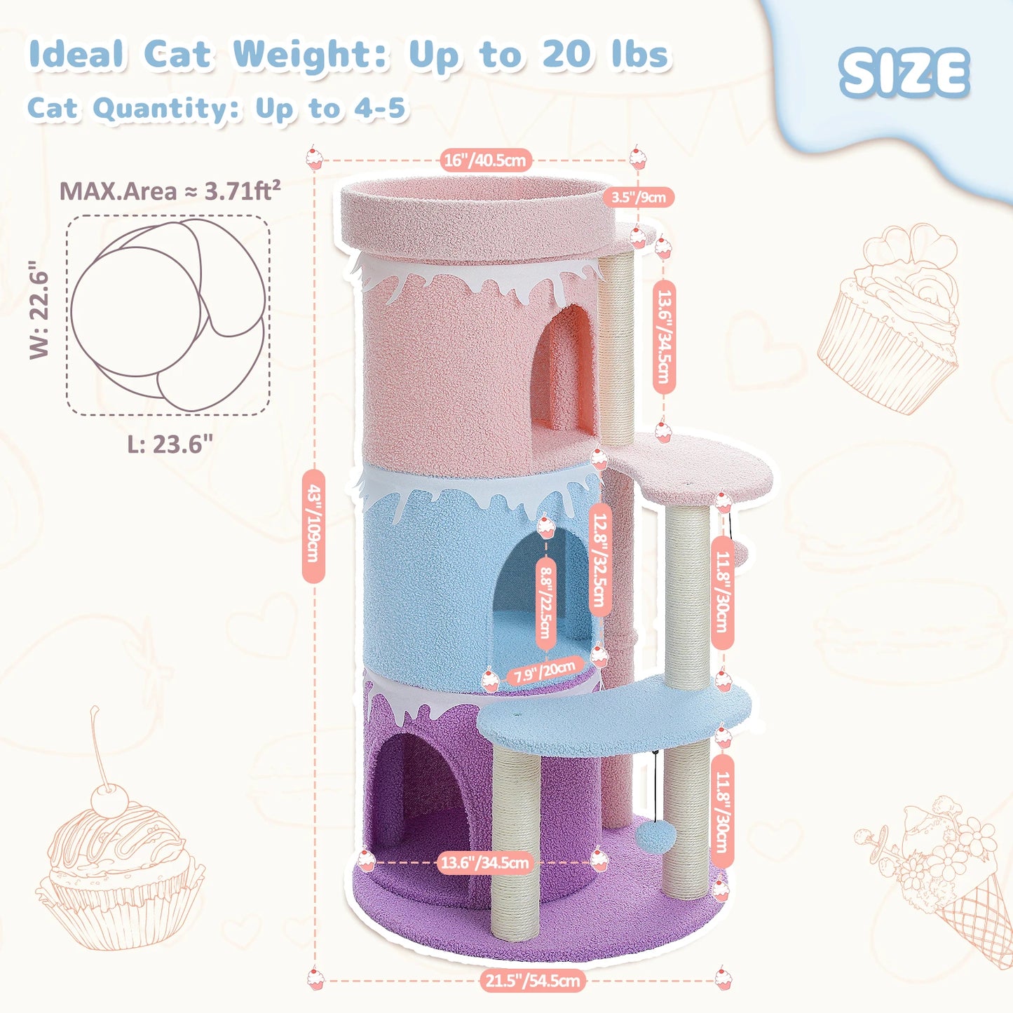 Cat Tree For Large Cats With Top Perch And Sisal Scratching Posts Indoor Cat Tower Gift