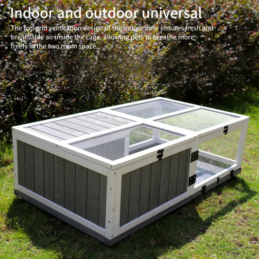43 Inch Upgrade Waterproof Activity Tray Wooden Turtle House Indoor Small Animal Turtle Cage Outdoor Wooden Reptile Cage