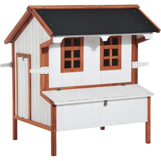 47 Inch Wooden Chicken Coop Rabbit Hutch Raised Poultry Cage Portable Hen Pen Backyard with Nesting Box and Handles