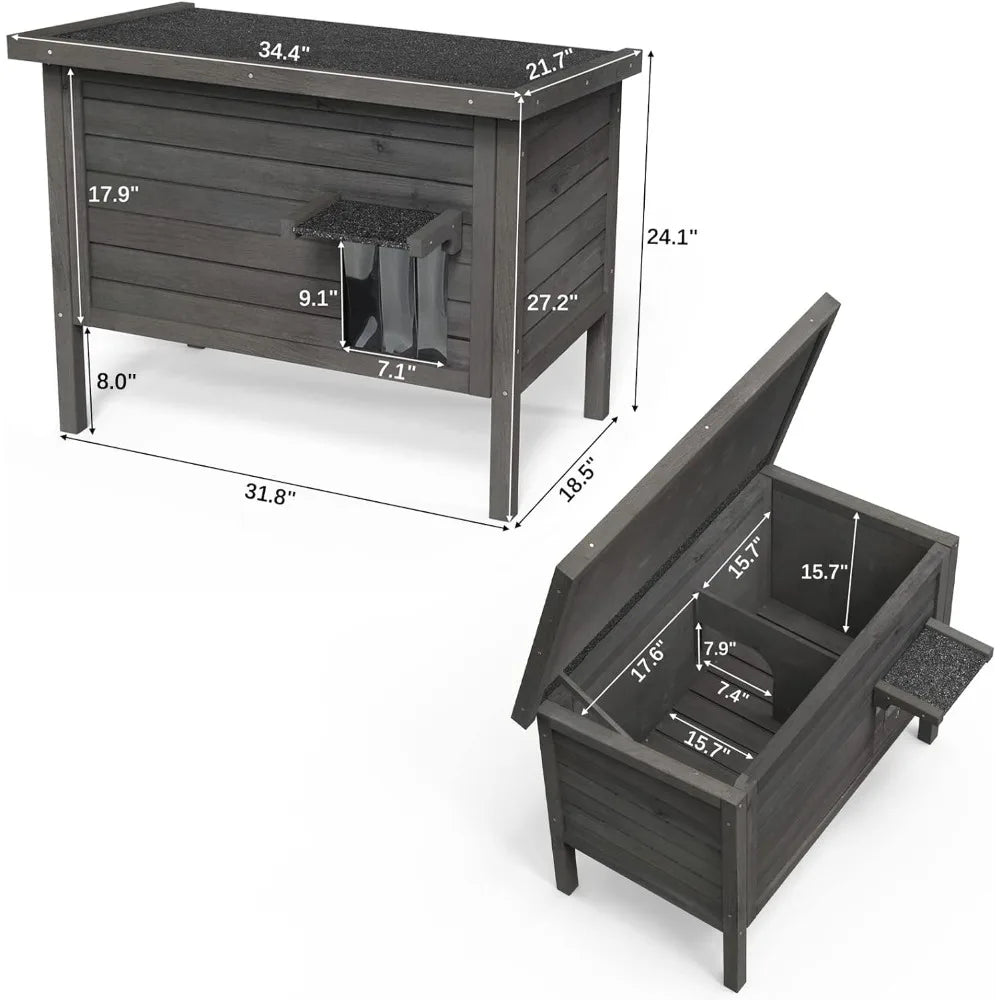 gdlf outdoor cat house feral cat enclosure 100% insulated all-round foam weatherproof solid wood large size for multiple felines