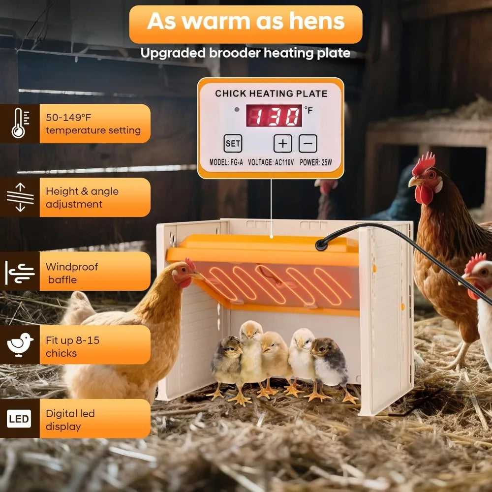 Brooder Plate For Chicks 25W Heat Plate With Temperature Control Adjustable Height And Angle For Baby Chicken Poultry Duck