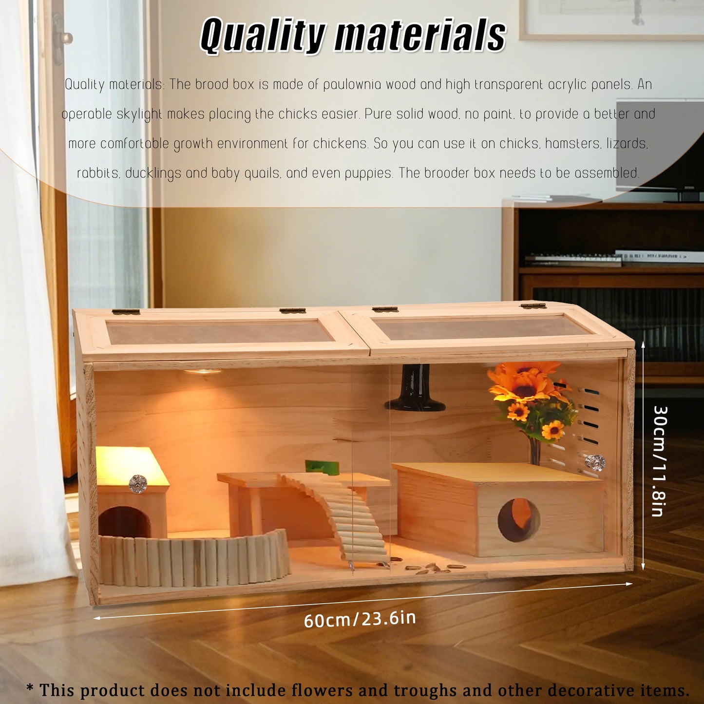 Wooden Chicken Brooder Box Small Animal Cage For Poultry Breeding Quail Birds Hamsters Hedgehogs Supplies