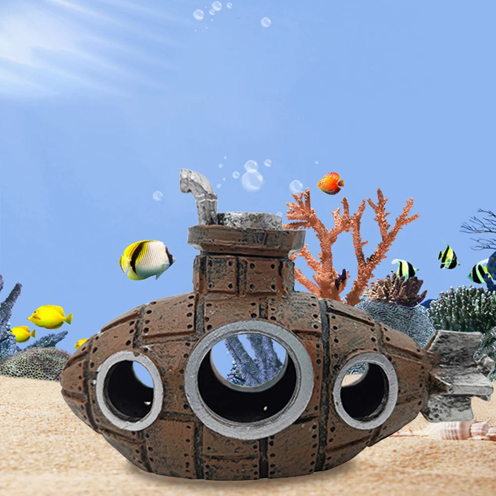 Aquarium Submarine Ornament Submarine Wreck Decoration Fish Tank Landscaping