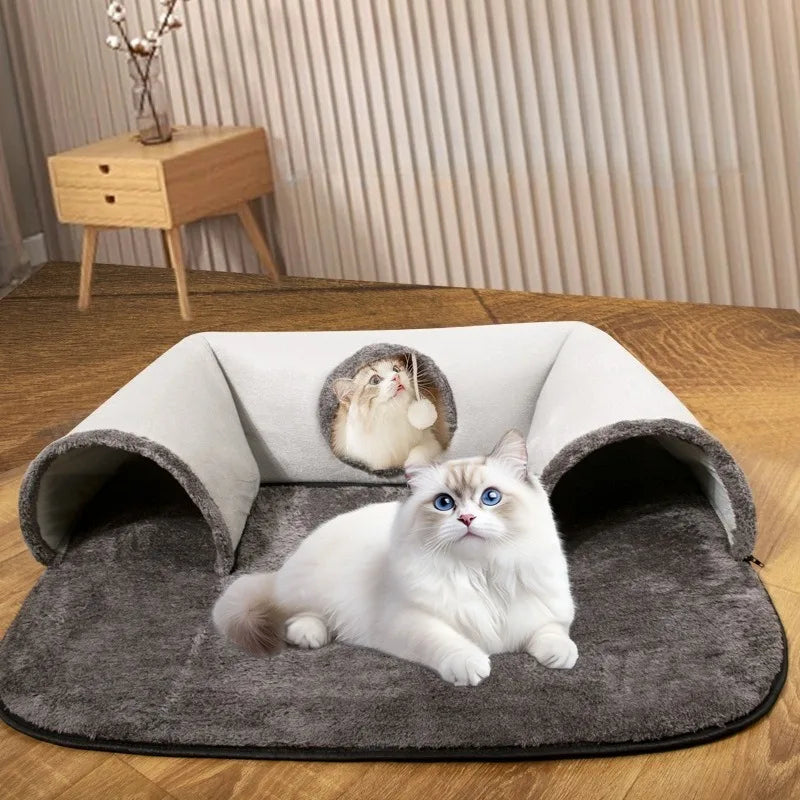 Four Seasons Hide Seek Cat Interactive U Shaped Tunnel Bed Cat Nest