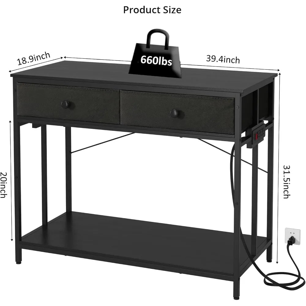 VOWNER 40 Gallon Aquarium Stand With Power Outlet Metal Frame Cabinet Storage