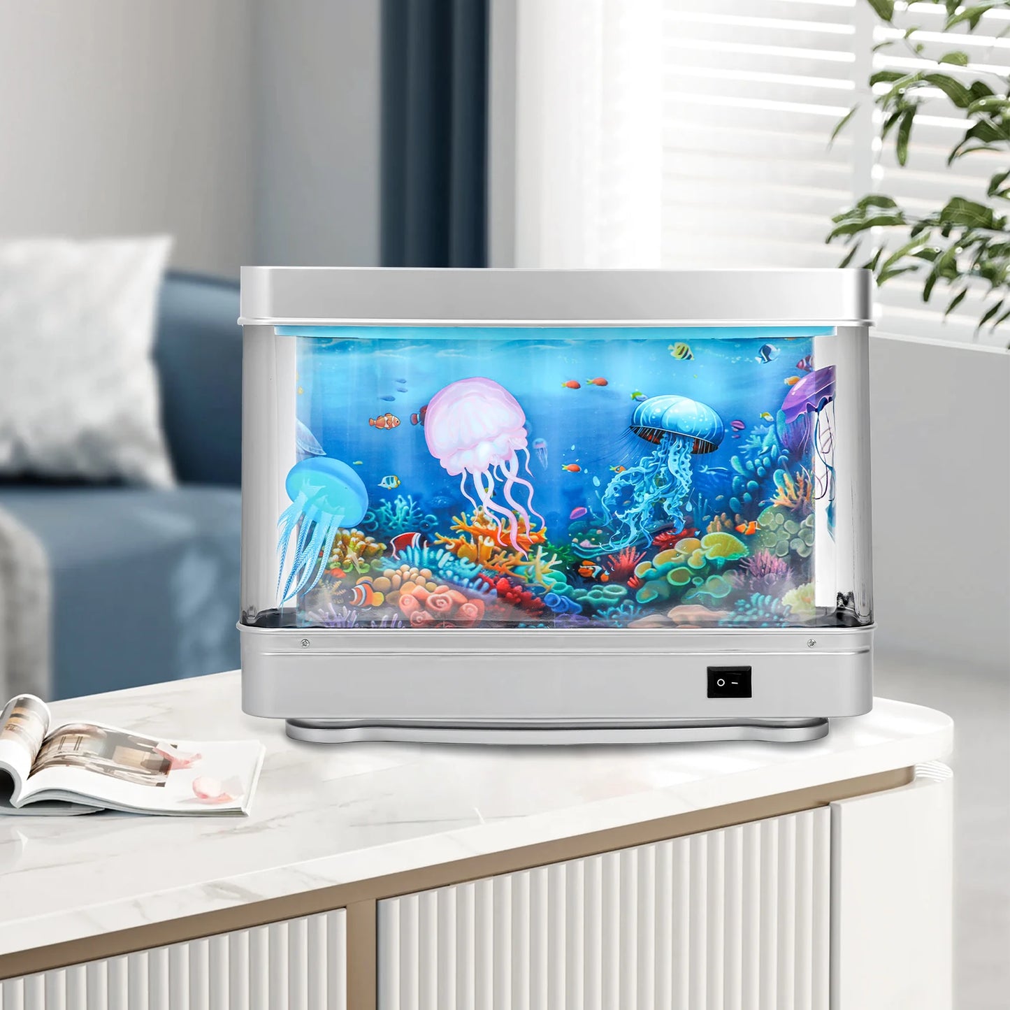 Artificial Aquarium Sensory Lamp with Moving Fish Simulation Decorative Ocean in Motion