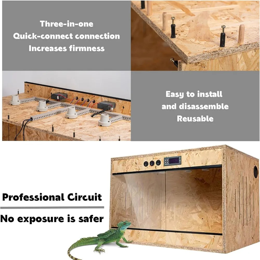 83 Gallon Solid Pine Framed Reptile Terrarium With High Clarity Glass And Smart Dual Thermostat Habitat Control
