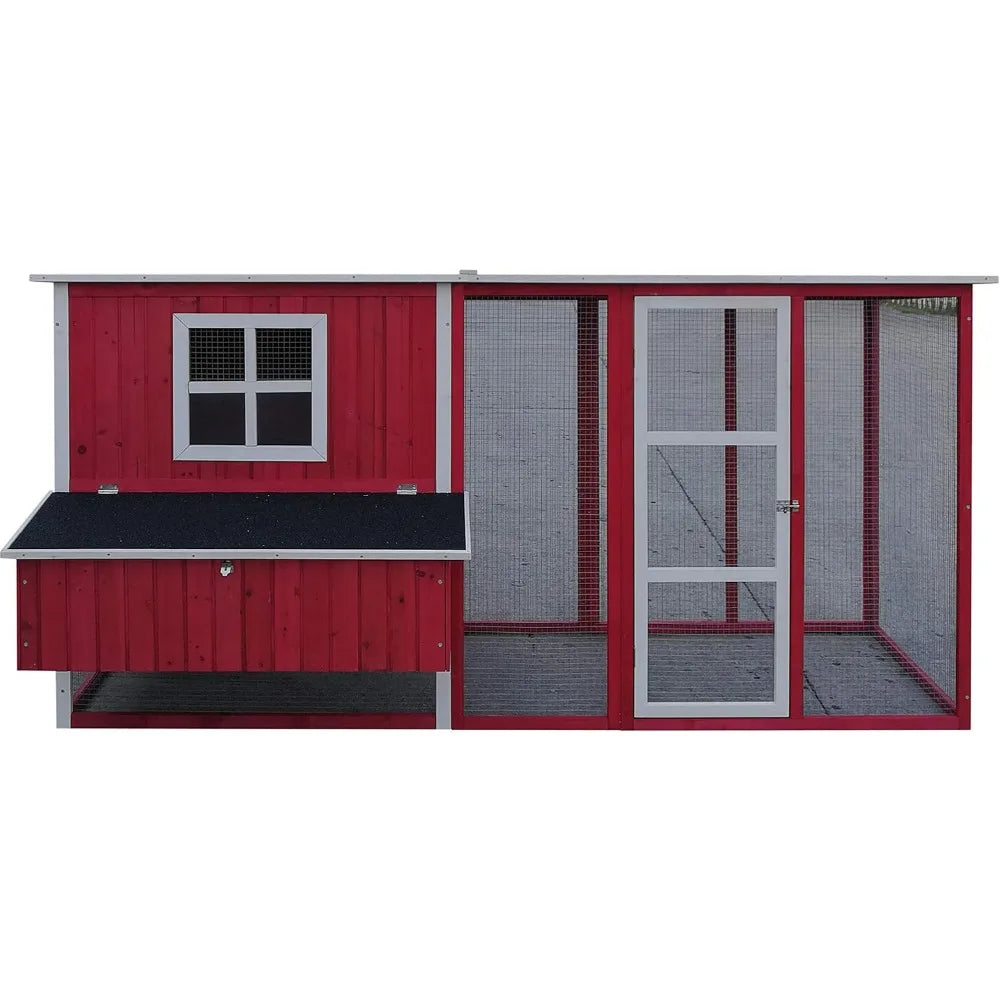 87 Inch Wood Hen House Outdoor For Four To Eight Chickens
