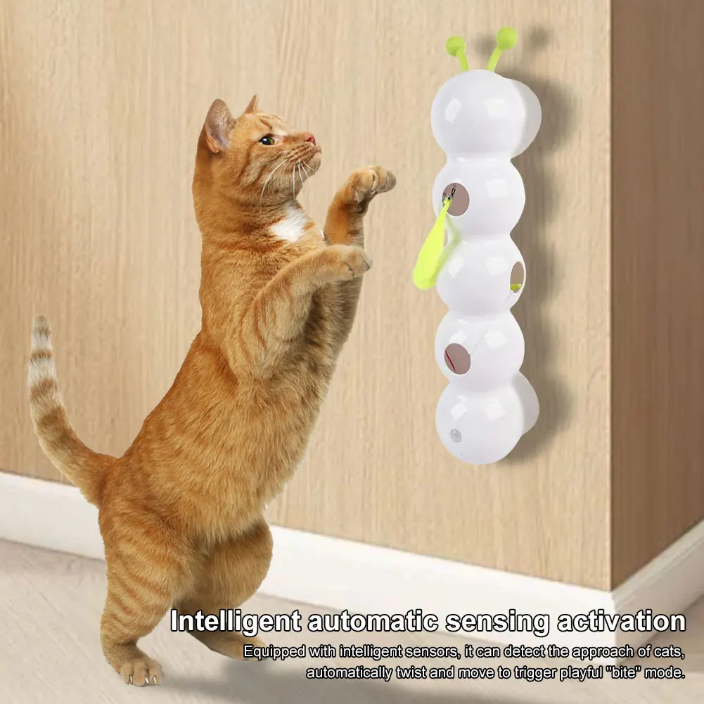 Caterpillar Interactive Cat Toy Motion Activated Kitten Toy Rechargeable Automatic Tail Toy for Bored Indoor Cats