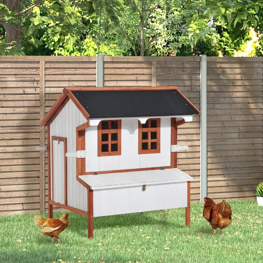 47 Inch Wooden Chicken Coop Rabbit Hutch Raised Poultry Cage Portable Hen Pen Backyard with Nesting Box and Handles