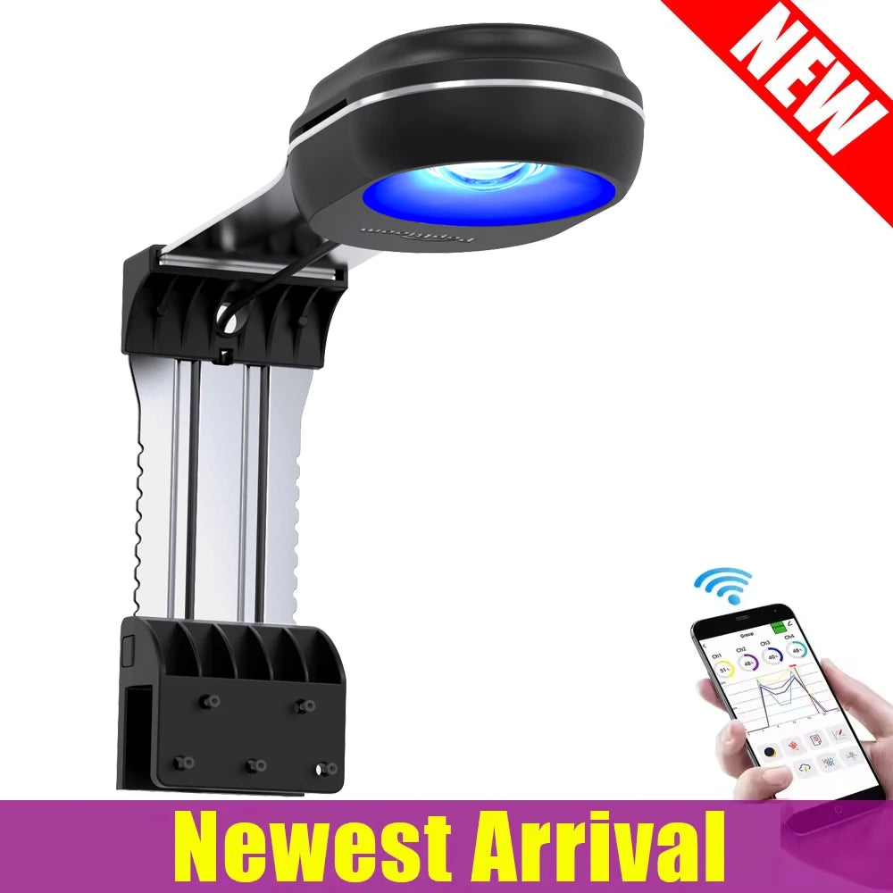 PopBloom Nano WiFi Aquarium Light 60W LED Full Spectrum for Saltwater SPS LPS Corals Fish Tank with Mount