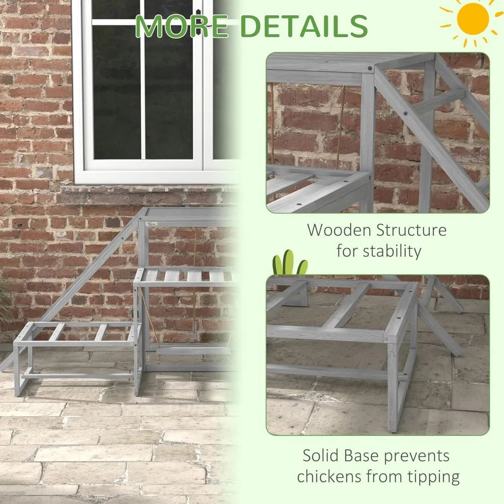 Chicken Toys for Coop Chicken Swing Set Chicken Coop Accessories with Perches Wood Stand Ladder Platforms