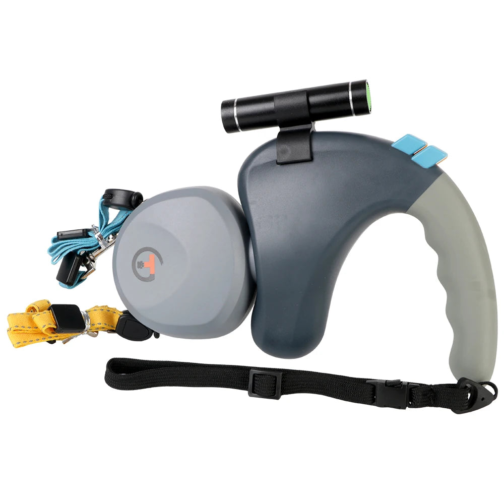 Double Dog Leash Retractable Rope With Light For Two Dogs