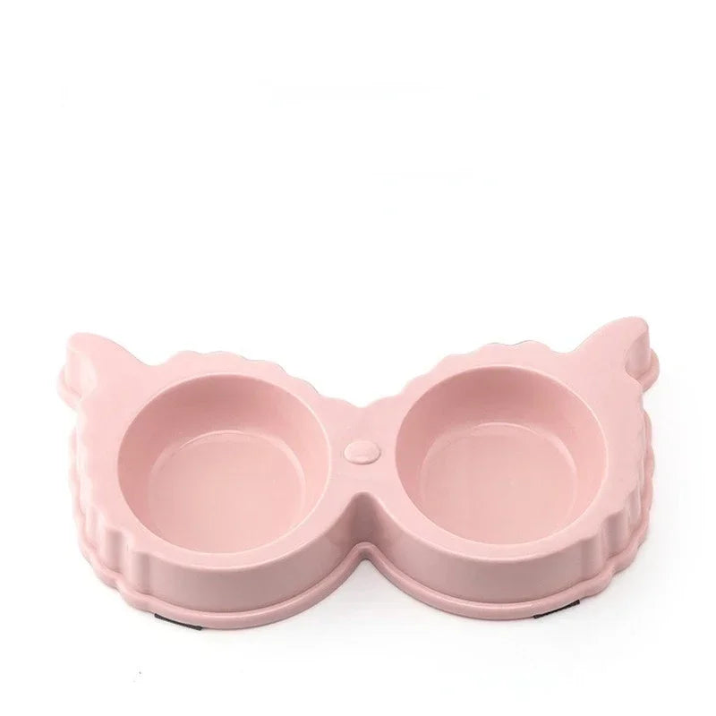 Pet Cute Plastic Food and Water Bowls for Cats and Dogs Rounded Feeder and Drinker Home Pet Supplies