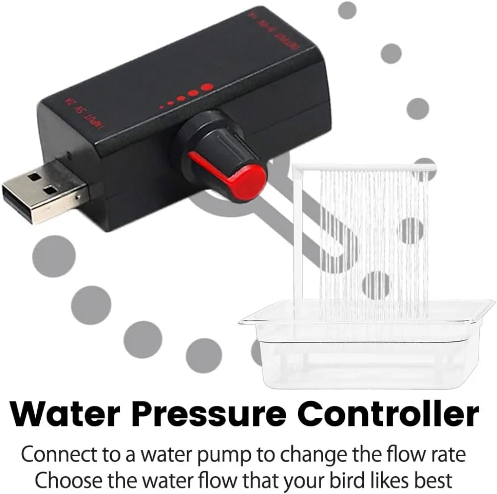 USB Electric Bird Bath Adjustable Water Pressure For Parakeets And Cockatoos