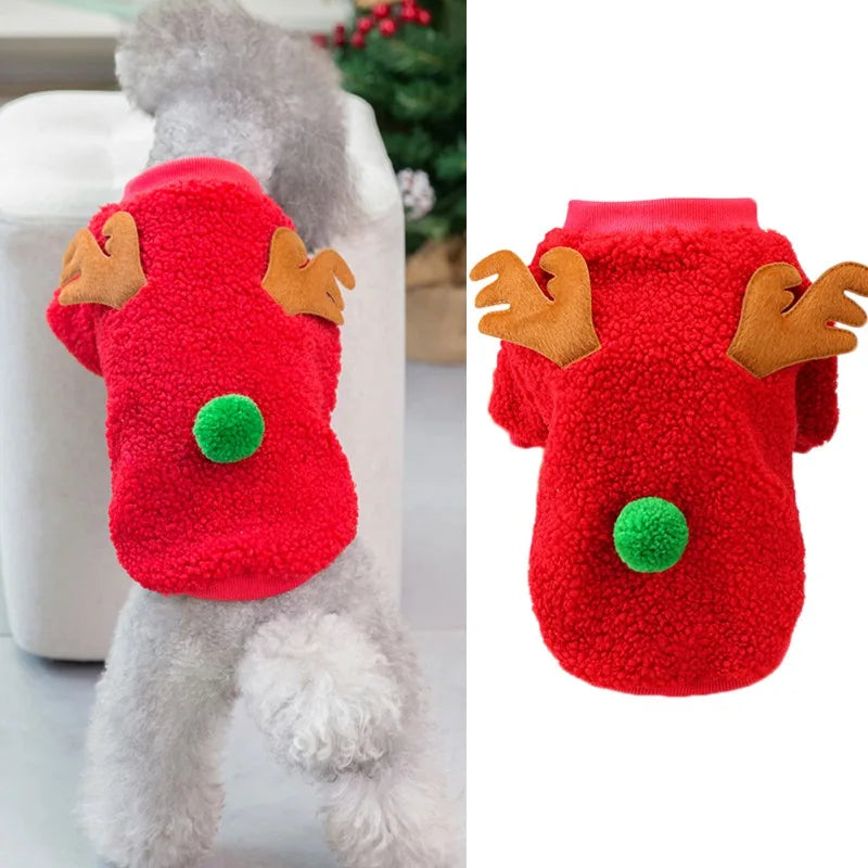 Autumn Winter Velvet Dog Coat Sweater Christmas Outfit
