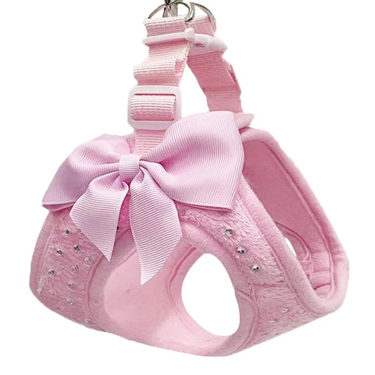 Bowknot Dog Cat Vest Harness Chest Rope Set Adjustable Leash