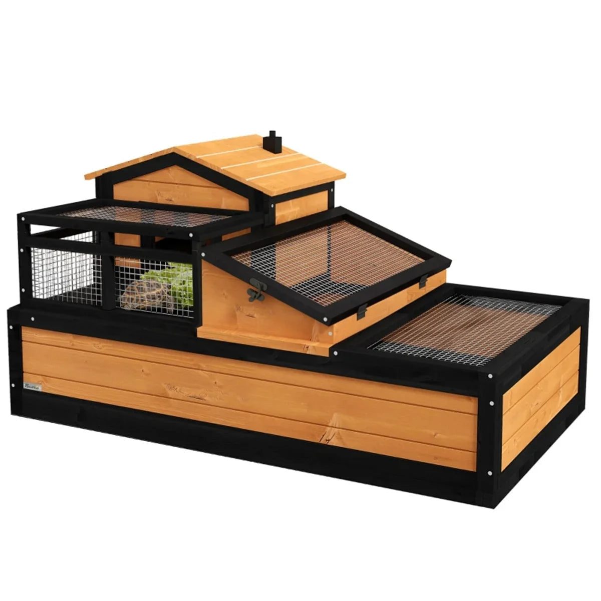 Pet House Tortoise Habitat Secure Durable Three Room Small Animal Enclosure