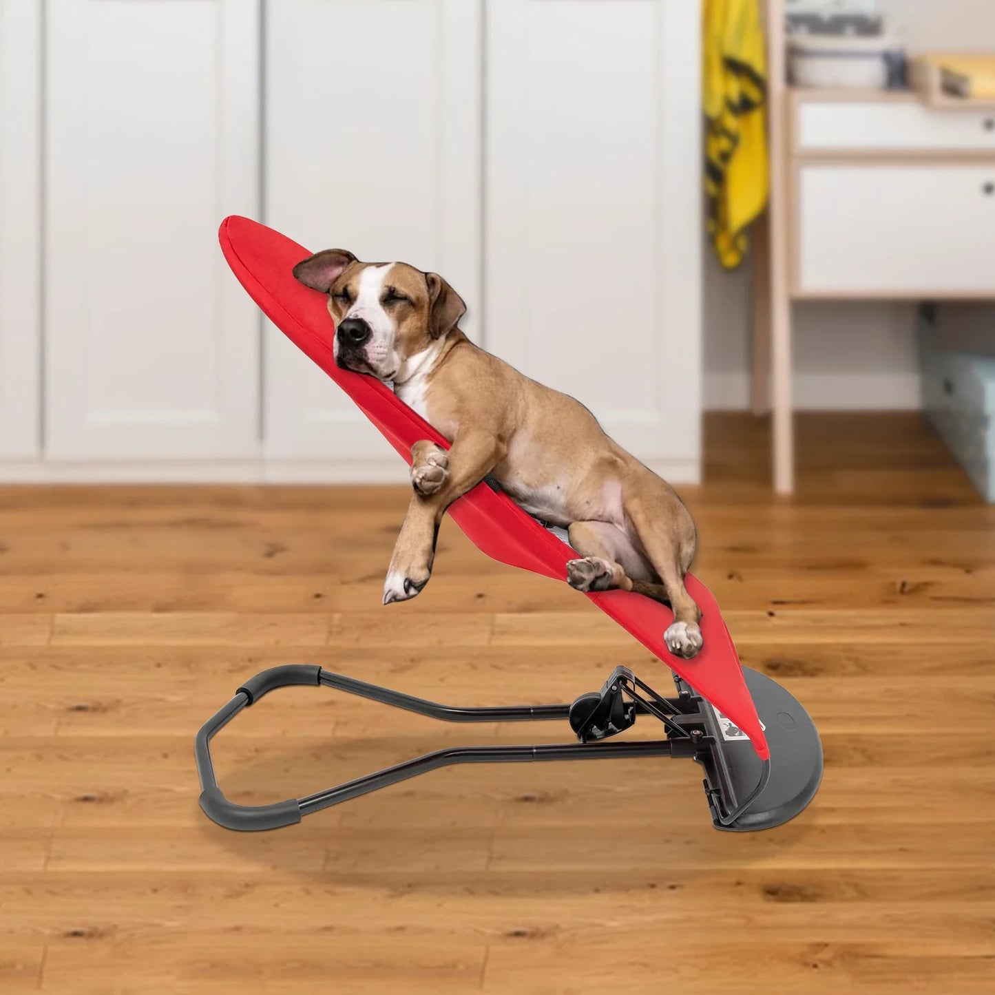 Pet Rocking Chair for Small Medium Dogs and Cats 33lb Capacity 3 Level Height Adjustable Foldable Design with Safety Buckle