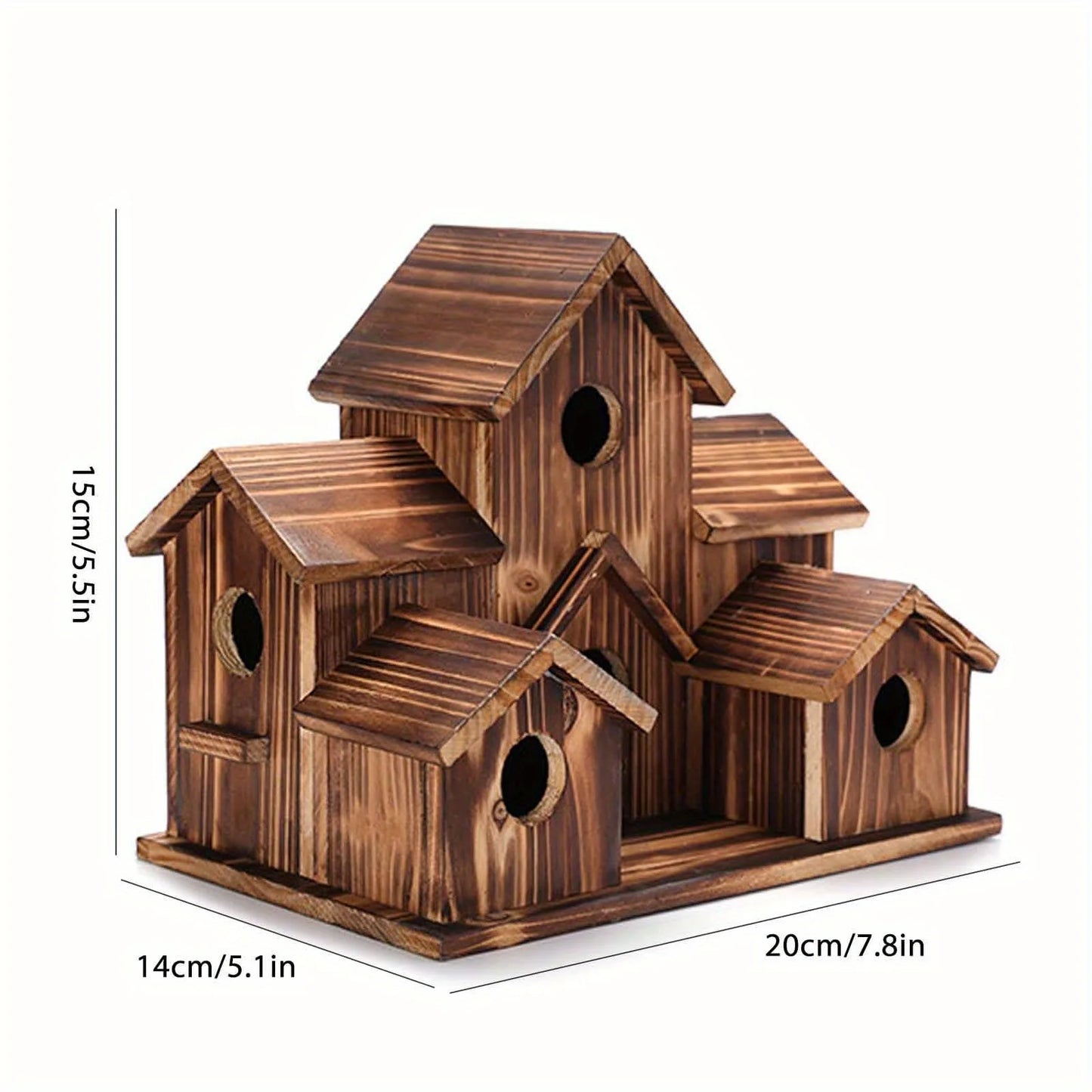 Outdoor 6 Hole Handmade Bird House Hanging Garden Decor