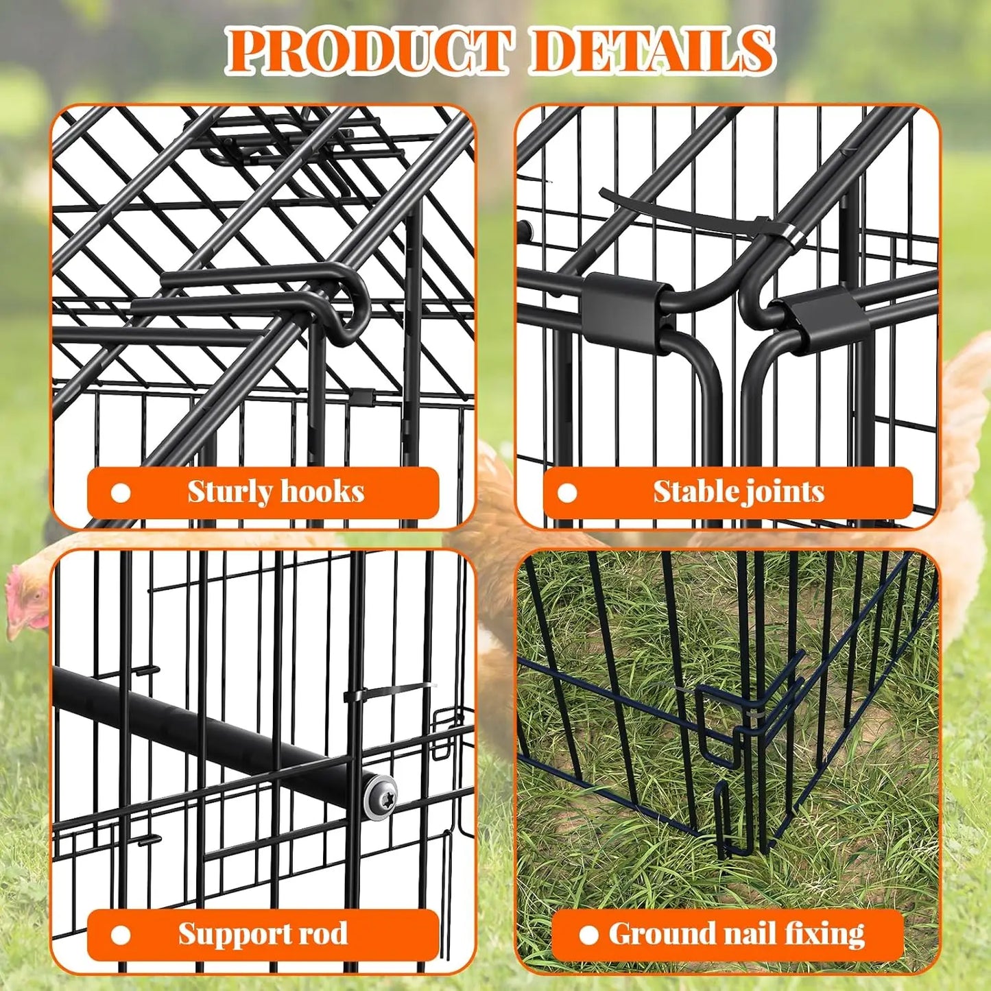 Metal Chicken Coop Metal Chicken Cage for Outdoor Backyard Farm Rabbit Duck Portable Poultry Cage Chicken Run for Yard