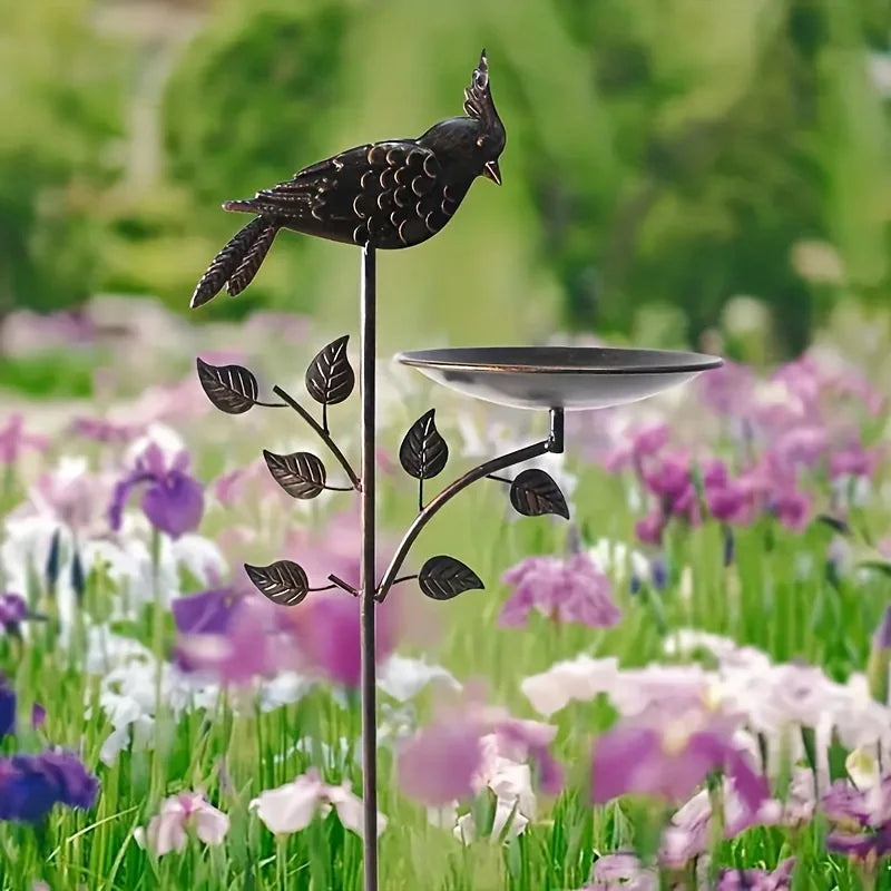 Metal Oriole Bird Feeder Stake, Antique Copper Outdoor Bath