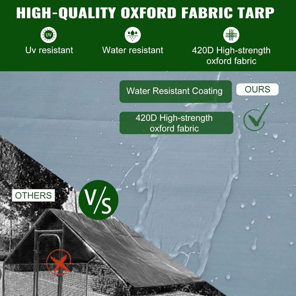 Large Metal Chicken Coop Run Waterproof Cover 9.2Lx4.6Wx8H