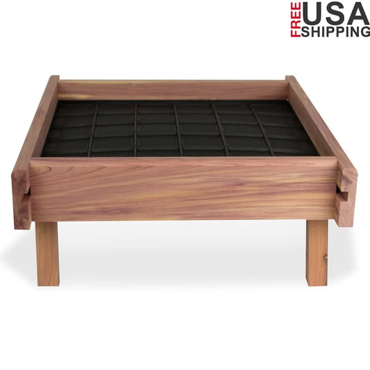 Red Cedar Ground Bird Feeder 12 Inch Square Easy Fill Tray