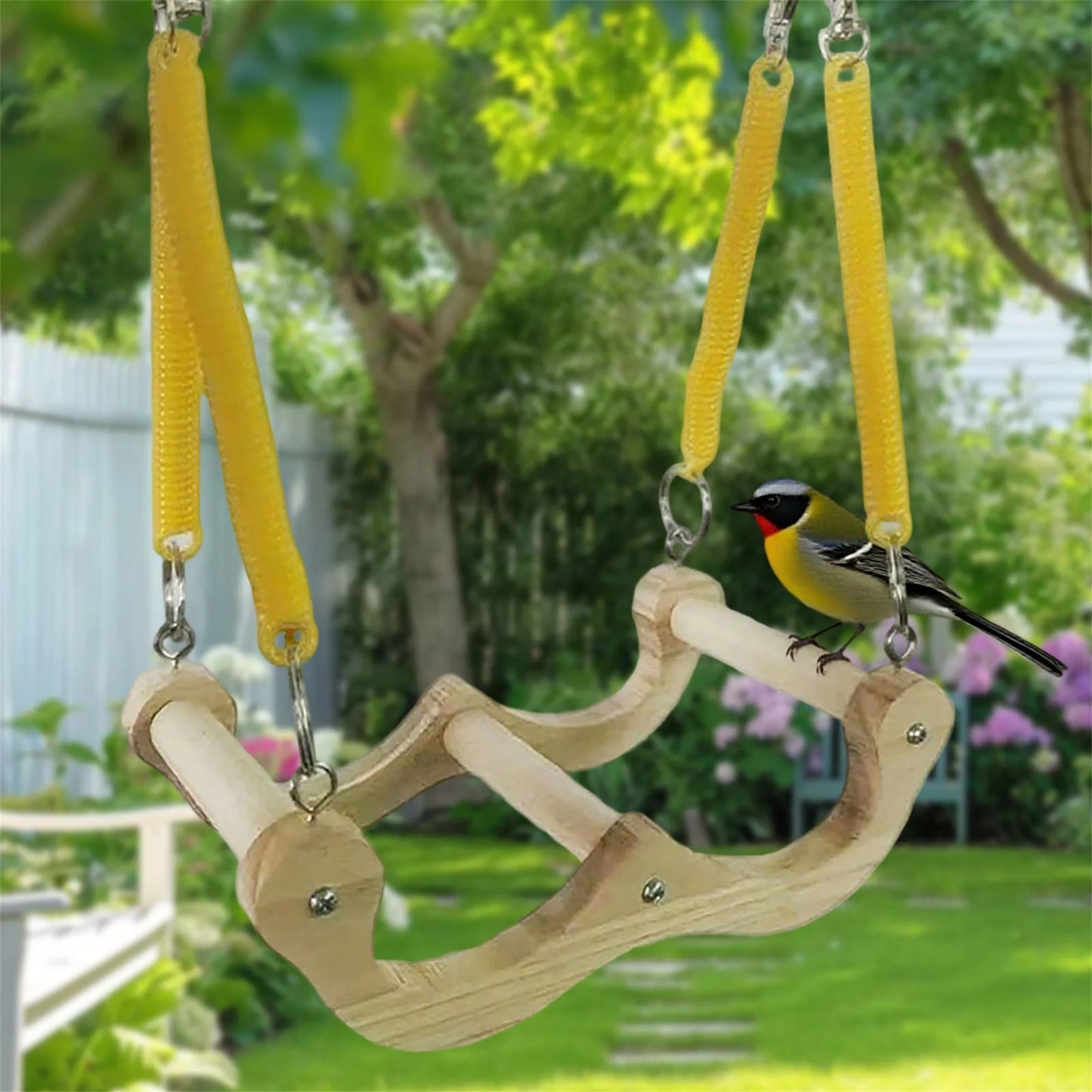 Wooden Bird Perch Swing Toy Hanging Parrot Stand For Budgies