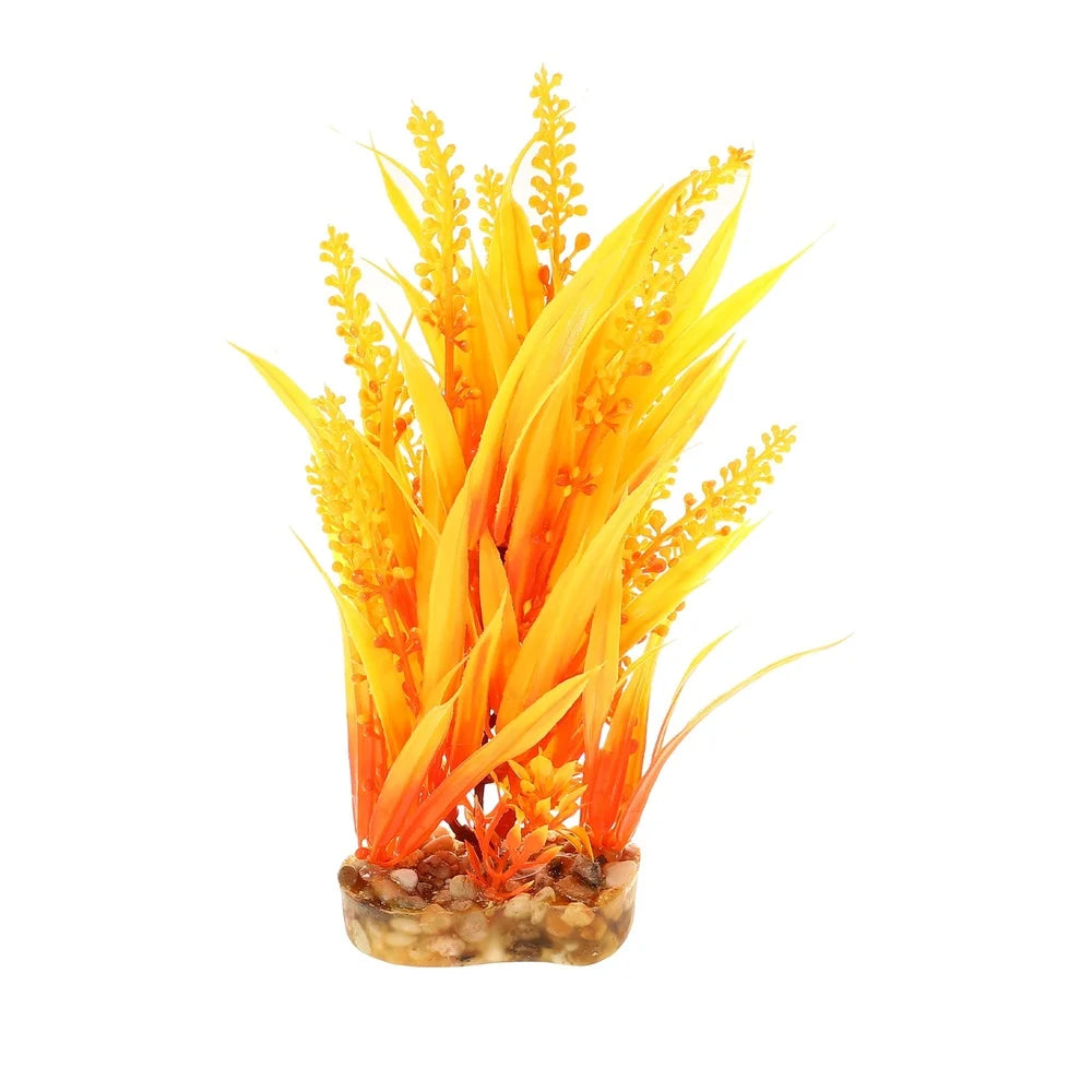 Artificial Aquarium Plant Decoration 48 Inch Orange Non Toxic Plastic Fish Tank Ornament Easy Care Durable